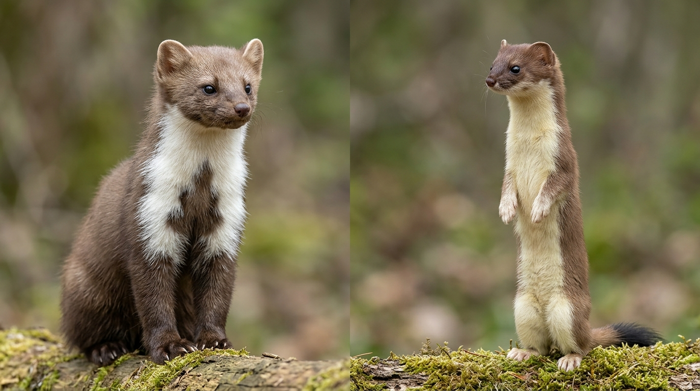 Beech marten and least weasel — coloration comparison